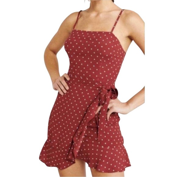 Abercrombie & Fitch  Floral Ruffle Hem Faux Wrap Sleeveless Mini Dress Small - Picture 1 of 7